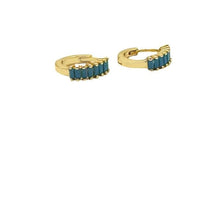 Load image into Gallery viewer, Hoops: Delicate Blue CZ &amp; Gold Vermeil Hoop Earrings (EGH4504B) Earrings athenadesigns 
