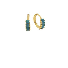 Load image into Gallery viewer, Hoops: Delicate Blue CZ &amp; Gold Vermeil Hoop Earrings (EGH4504B) Earrings athenadesigns 
