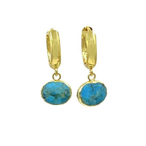Hoops: With Bezel Set Gemstones: Turquoise (EGH7408TQ) Earrings athenadesigns 