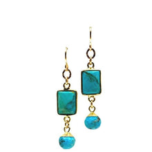 Load image into Gallery viewer, Gold Vermeil Rectangles &amp; &#39;Onions&#39; on Gold Fill Ear Wires: Turquoise (ECG4867TQ) Earrings athenadesigns 
