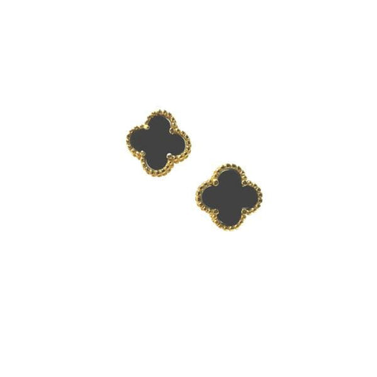 Clover: Small Gold Vermeil Post Earring: Black (EGP478XS) Earrings athenadesigns 