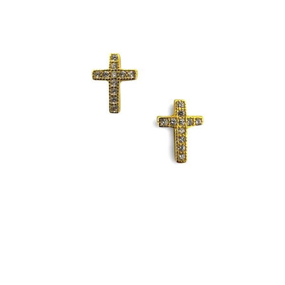 Gold Vermeil an CZ Cross Stud Earrings (EGP45CRSS) Earrings athenadesigns 