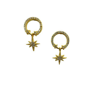 Round CZ Post Earring With Star Charms (EGP465ST) Earrings athenadesigns 