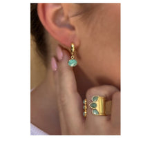 Load image into Gallery viewer, Hoops: With Bezel Set Gemstones: Amazonite (EGH7408AZ) Earrings athenadesigns 
