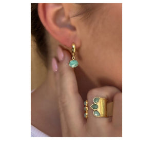 Hoops: With Bezel Set Gemstones: Amazonite (EGH7408AZ) Earrings athenadesigns 