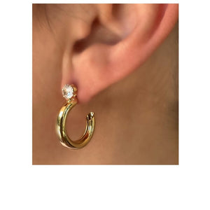 Hoops: 16kt Gold Fill Tube CZ Earring (EGHP4540) Earrings athenadesigns 