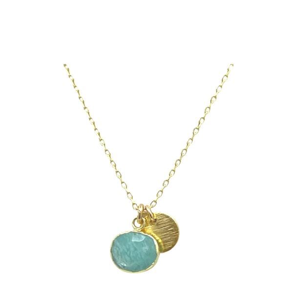 Electroform Oval Gemstone Charm Necklace: Amazonite (NGCH7408AZ) Necklaces athenadesigns 