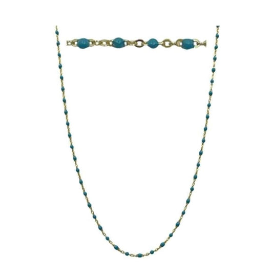 2mm Enamel Beaded Necklace: Turquoise Vermeil or Plated (_NG7004TQ) Necklaces athenadesigns 