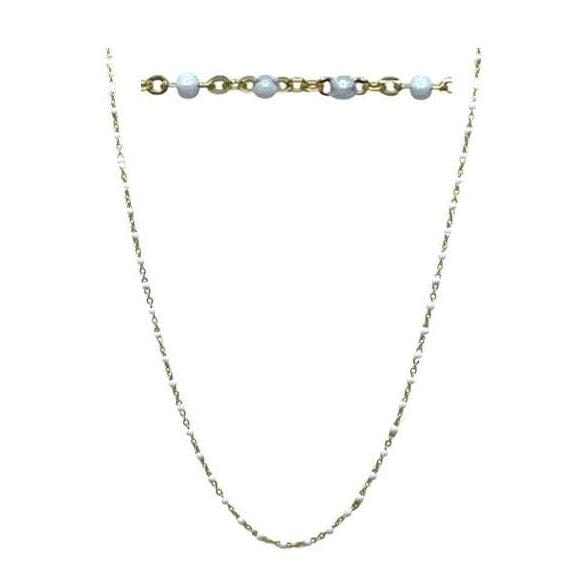 2mm Enamel Beaded Necklace: White: Vermeil or Plated (_NG7004WT) Necklaces athenadesigns Plated : PNG7004WT 