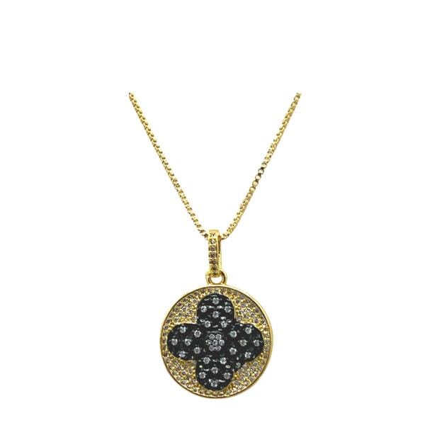Clover: Gold and Rhodium Fill : Black on Gold (NGCP45CLVX) Necklaces athenadesigns 