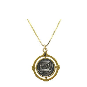Coin: Face Rhodium and Gold Fill With CZ Accents (NGCP464CN) Necklaces athenadesigns 