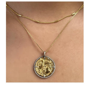 Coin: Warrior Head Coin Sterling With 14kt Gold Necklace (NGCP46HD) Necklaces athenadesigns 