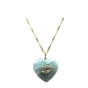 Heart Shaped Aquamarine Pendant with White Topaz Inset Pendant (NGCP677AQ) Necklaces athenadesigns 