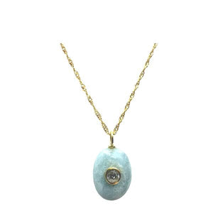 Oval Aquamarine Pendant with White Topaz Inset Pendant (NGCP778AQ) Necklaces athenadesigns 