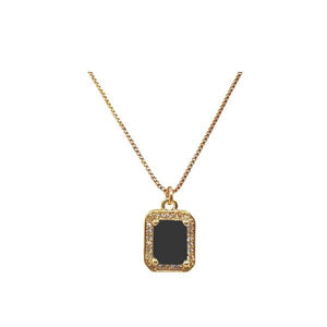 'Halo' CZ Pendant on an 18kt Gold Fill Chain: Black (NGCP4845X) Necklaces athenadesigns 