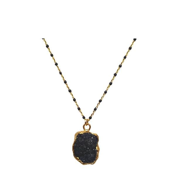 Electroform Pendant on Gold Vermeil or Plated Beaded Chain: Blk Druzy (_NG778DZX) Necklaces Athena Designs Plated Chain: PNG778DZX 