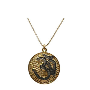 Round CZ and Gold Fill Om Charm: (NGCP465OMX) Necklaces athenadesigns 