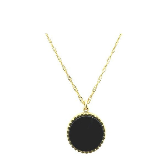 Stainless Steel Pendant - Onyx Stone on Gold Fill Chain (NGSP47x) Necklaces athenadesigns 