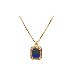 'Halo' CZ Pendant on an 18kt Gold Fill Chain: Sapphire (NGCP4845B Necklaces athenadesigns 