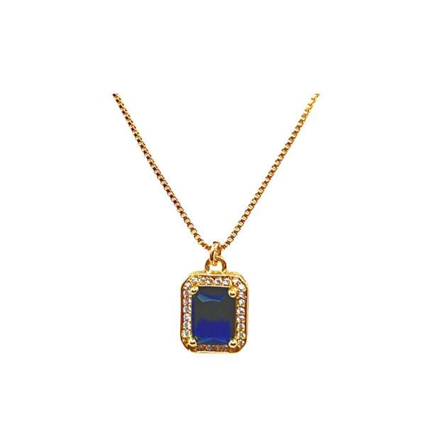 'Halo' CZ Pendant on an 18kt Gold Fill Chain: Sapphire (NGCP4845B Necklaces athenadesigns 