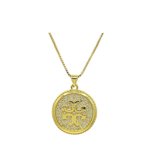 18kt Gold Fill & CZ Medallion Necklace (NGCP456CLV) Necklaces athenadesigns 