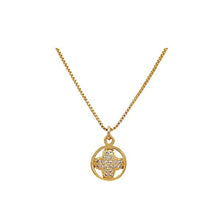 Load image into Gallery viewer, Clover Charm: Small CZ Clover in 18kt Gold Fill Circle (NGCH454CLV) Necklaces athenadesigns 
