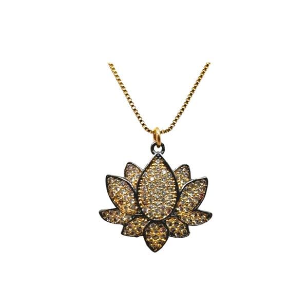 CZ & Gold Fill Lotus Necklace: (NGCP485LTG) Necklaces athenadesigns 