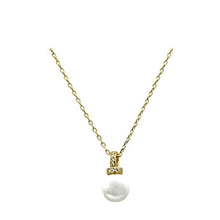 Load image into Gallery viewer, Pearl CZ Cap Vermeil Necklace- Also Sterling (NGCP345) Necklaces athenadesigns Gold Vermeil: NGCP345 
