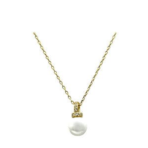 Pearl CZ Cap Vermeil Necklace- Also Sterling (NGCP345) Necklaces athenadesigns Gold Vermeil: NGCP345 