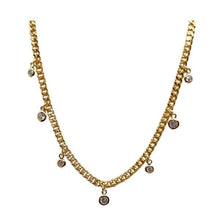 Load image into Gallery viewer, Plated Curb Chain With CZ Drops: Gold or Silver (NC_4056) Necklaces athenadesigns Gold Plated: NCG4056 
