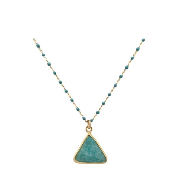 2mm Vermeil Beaded Chain With Semiprecious Stone Charm: Amazonite (NG774AZ) Necklaces athenadesigns 