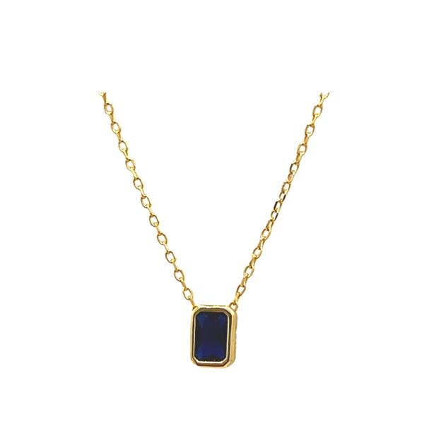 Small Rectangular CZ Charm Necklace: Sapphire (NGCH4085B Necklaces athenadesigns 
