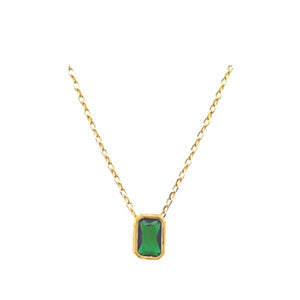 Small Rectangular CZ Charm Necklace: Emerald (NGCH4085E) Necklaces athenadesigns 