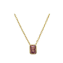 Load image into Gallery viewer, Small Rectangular CZ Charm Necklace: Pink (NGCH4085P) Necklaces athenadesigns 

