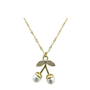 Large Pearl and CZ Cherry Necklace (NGCP335/L) Necklaces athenadesigns 