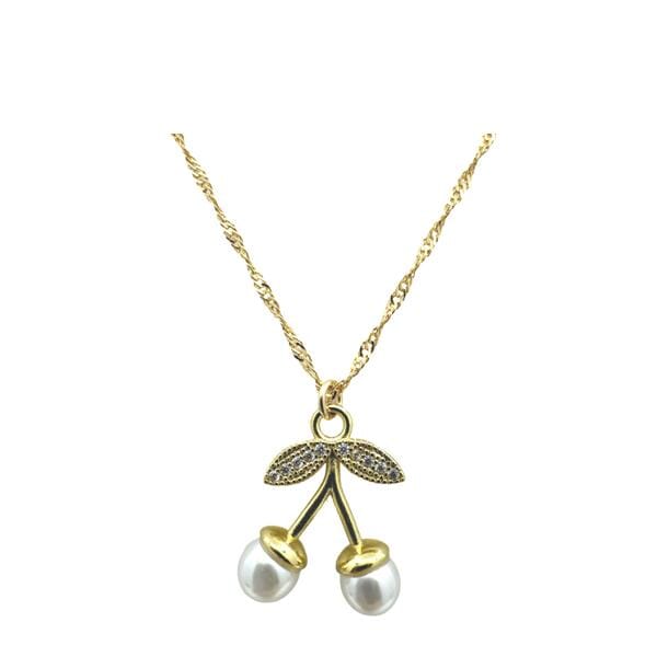 Large Pearl and CZ Cherry Necklace (NGCP335/L) Necklaces athenadesigns 