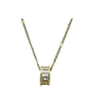 CZ Baguette Rondel on 'Starburst' Plated Chain: Clear (NGCH546C) Necklaces athenadesigns 