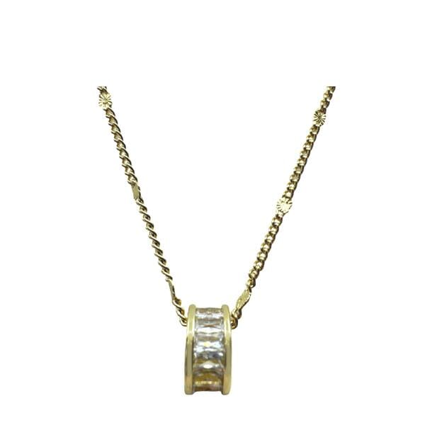 CZ Baguette Rondel on 'Starburst' Plated Chain: Clear (NGCH546C) Necklaces athenadesigns 