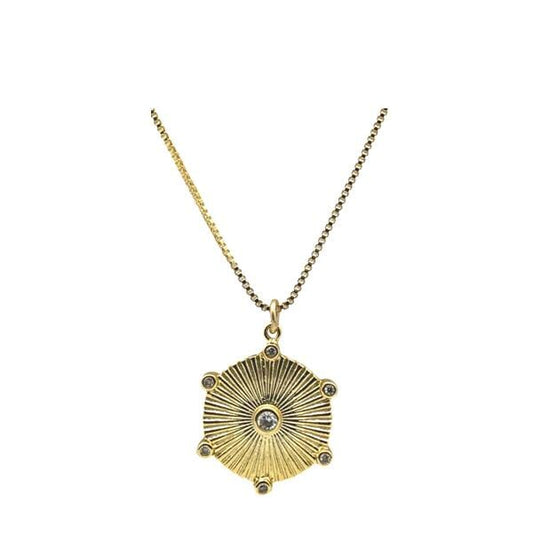 6 Pointed Textured Pendant (NGCP46445) Necklaces athenadesigns 