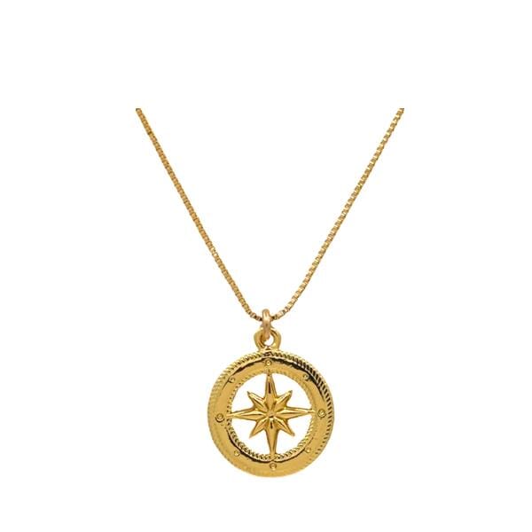 Charms: 18kt Gold Fill Starburst Compass on Gold Fill Chain: (NGCP46CMPS) Necklaces athenadesigns 