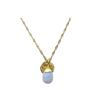 Blue Lace Agate Smooth Drop Charm Necklace (NGCH744BLA) Necklaces athenadesigns 
