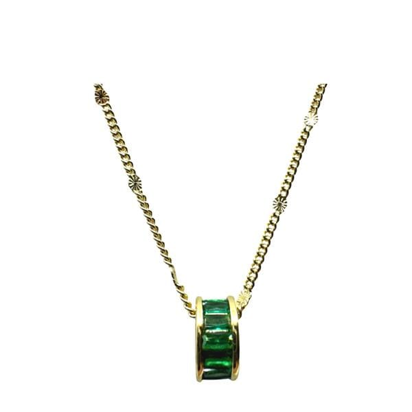 CZ Baguette Rondel on 'Starburst' Plated Chain: Emerald (NGCH546E) Necklaces athenadesigns 