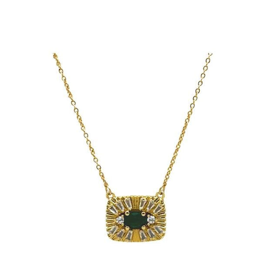 Gold Plated and Cz Pendant: (NGCH454GR) Necklaces athenadesigns 