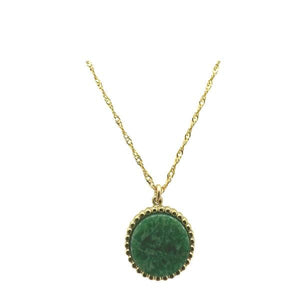 Stainless Steel Pendant - African Jade Stone on Gold Fill Chain (NGSP47AJ) Necklaces athenadesigns 