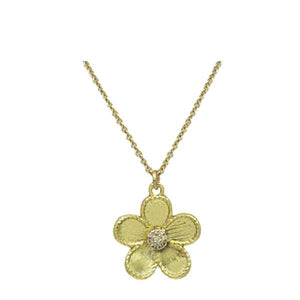 Gold Plated Flower With CZ Accents Necklace (NGCH45FLW) Necklaces athenadesigns 