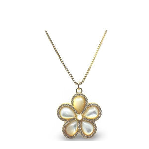 Stone Flower With CZ on Gold Fill Chain Necklace: Mother of Pearl (NGCP45FLW) Necklaces athenadesigns 
