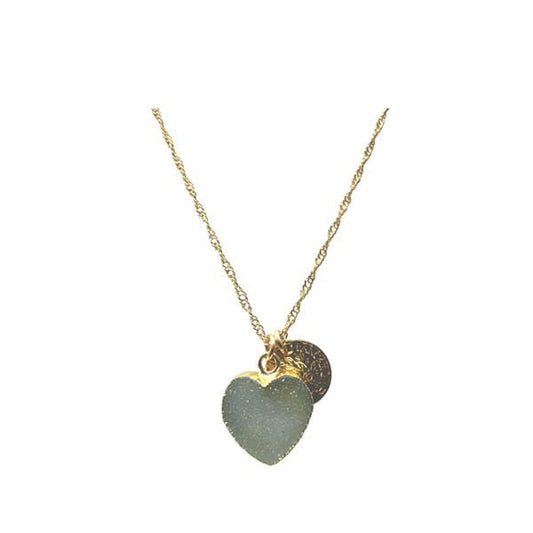 Heart: Electroplated Druzy Heart on 'Twist' Chain Necklace: Aqua (NGCH764DZQ) Necklaces athenadesigns 
