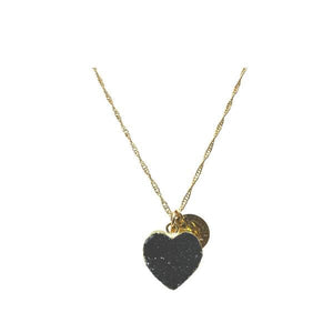 Heart: Electroplated Druzy Heart on 'Twist' Chain Necklace: Black (NGCH764DZX) Necklaces athenadesigns 