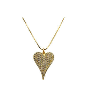 Heart: Gold Vermeil and Micro Pave Pendant on Gold Fill Chain (NGCP454HRT) Necklaces athenadesigns 