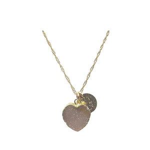 Heart: Electroplated Druzy Heart on 'Twist' Chain Necklace: Pink (NGCH764DZP) Necklaces athenadesigns 